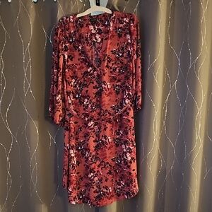 Torrid Red Floral Long Sleeve Dress